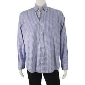 Proper Cloth Mens Plaid Long Sleeves Button Down Shirt Blue Cotton Size Medium